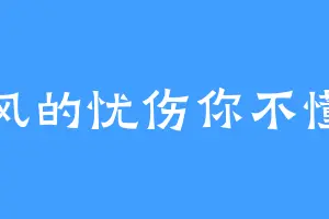风的忧伤你不懂
