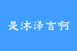 是沐泽言啊