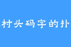 在村头码字的扑街